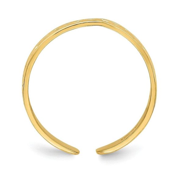 14k Yellow Gold Solid Toe Ring Small X and Hearts Adjustable - Picture 4 of 4